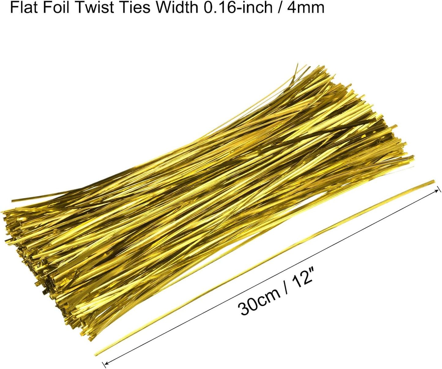 MECCANIXITY Foil Twist Ties 12" 30cm Metallic Plastic Closure Tie for Tying Bread, Candy, Cookies, Gift Bags Arts Crafts Ties Gold Tone Pack of 750