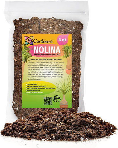 Gardenera Nolina Potting Mix - Promote Strong Roots and Captivating Form with Our Premium Blend - 4 Quart