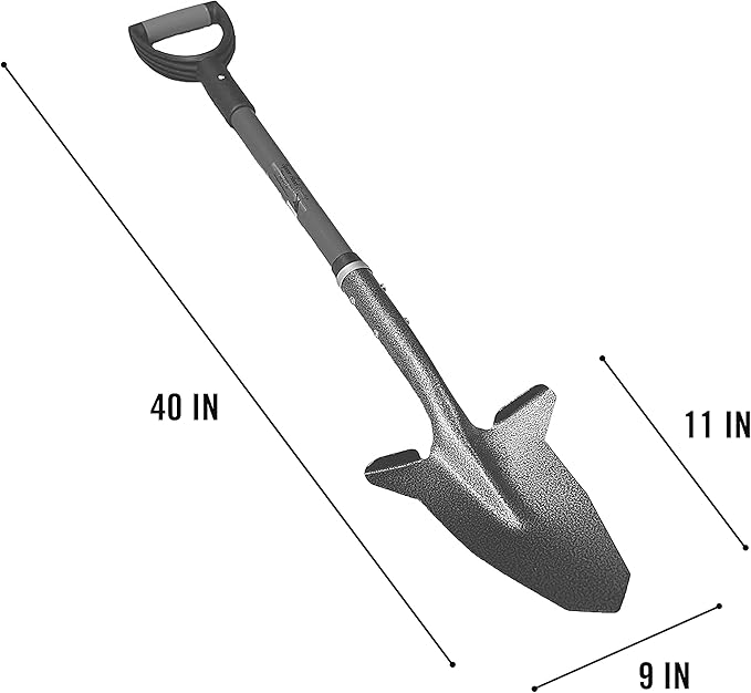 Gardening Shovel with Steel-Reinforced Fiberglass Handle, Cushioned D-Grip and Sharp, Hardened-Steel Blade, Award Winning Spade, Model SHFD3 Yellow
