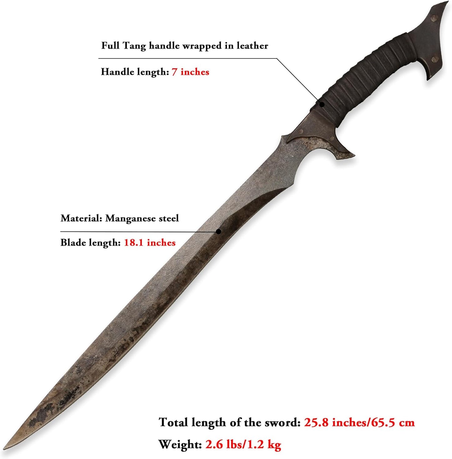 SV Handmade cast Manganese Steel Chopping Blade Sword, Full Tang, Outdoor, Hunting, Camping, Hiking, Survival, with Protective Cover, Multiple Styles to Choose from