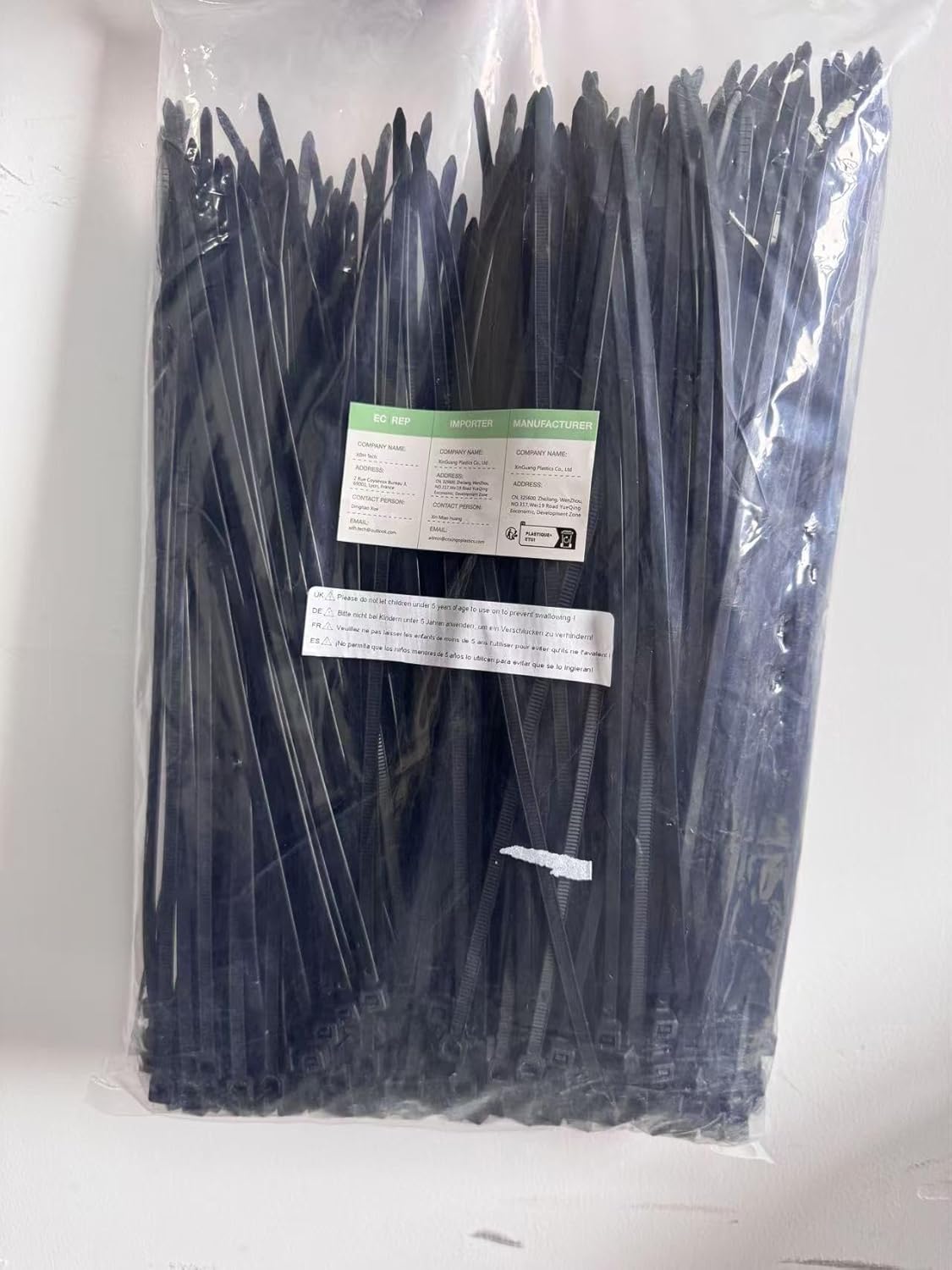 XINGO 8 Inch Black Cable Zip Ties (500 Pack), 40 Lbs Tensile Strength-Heavy Duty, Self-Locking Nylon Plastic Nylon Wire Ties for indoor and outdoor use