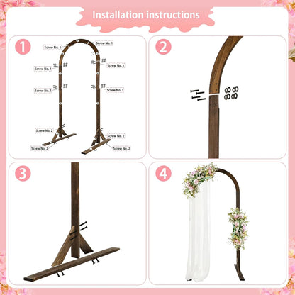 6.89 ft Wooden Wedding Arch – Large Balloon Arch Backdrop Stand, Wood Arch Arbor Arch Frame for Wedding, Proposals, Valentine's Day, Garden Decoration