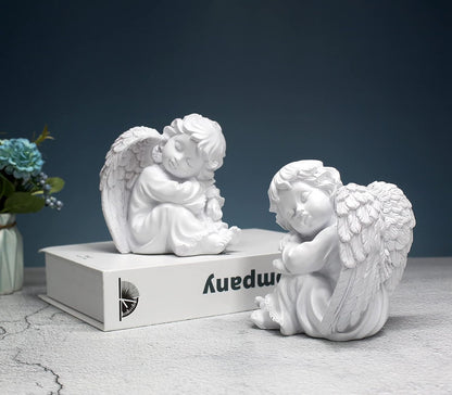 Praying Angel Figurine, Waterproof Angel Wings Statue, Garden Memorial Angel, Resin Praying Angel Figurine for Home Decor or Garden