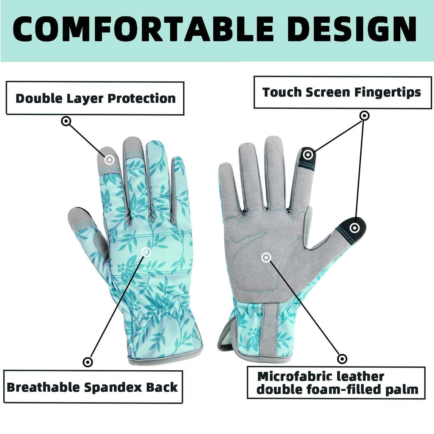 KLDOLLAR Gardening Gloves for Women, Thorn Proof Garden Gloves Yard Glove