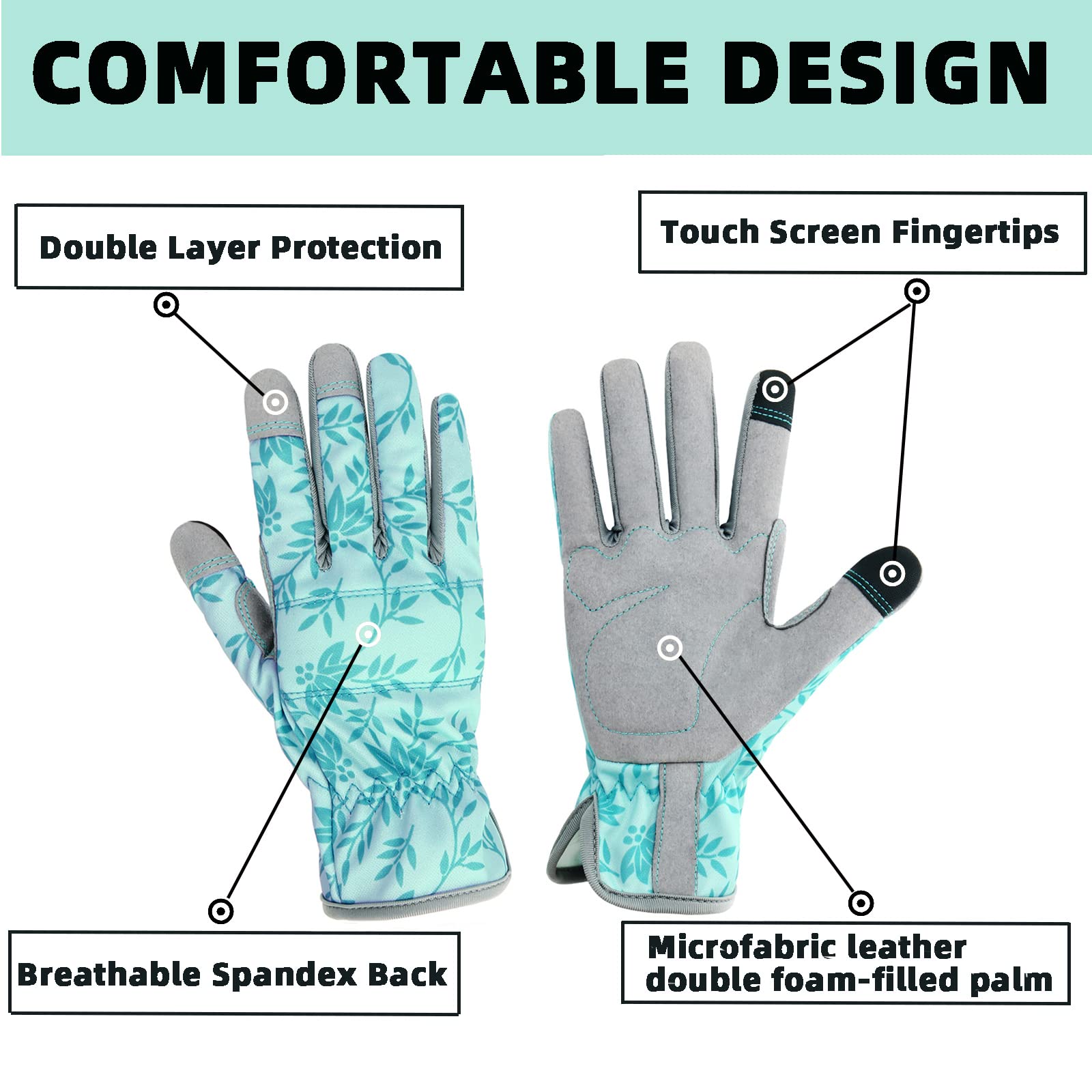 KLDOLLAR Gardening Gloves for Women, Thorn Proof Garden Gloves Yard Glove