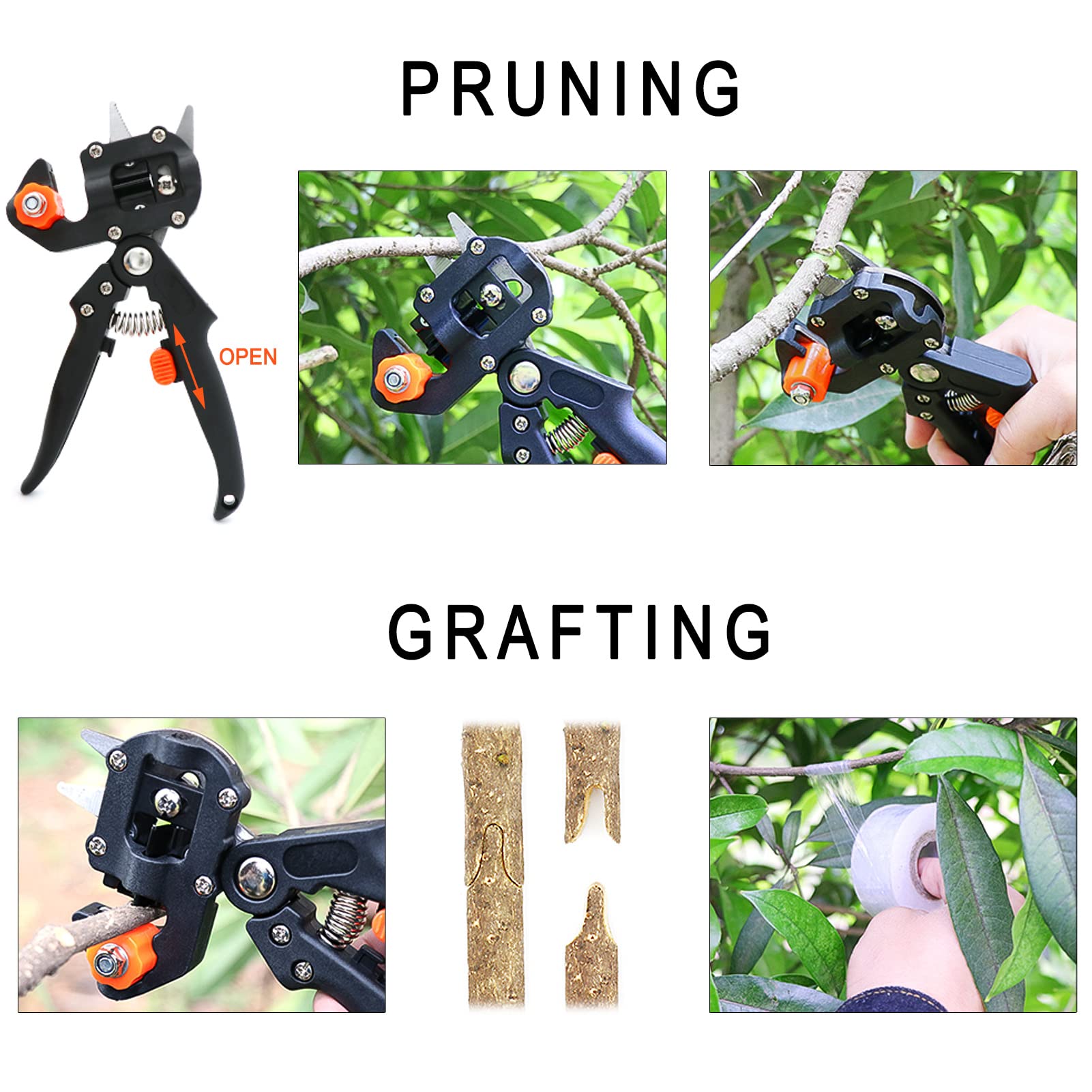 Upgrage Garden Grafting Tools, 2 in 1 Garden Pruning Tools Including Grafting Knife, Pruning