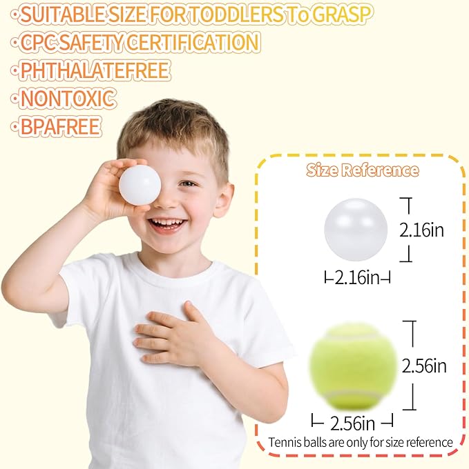 Ball Pit Balls for Kids, Plastic Refill 2.2 Inch Balls, 100 Pack, Bright Colors, Phthalate and BPA Free, Includes a Reusable Storage Bag with Zipper