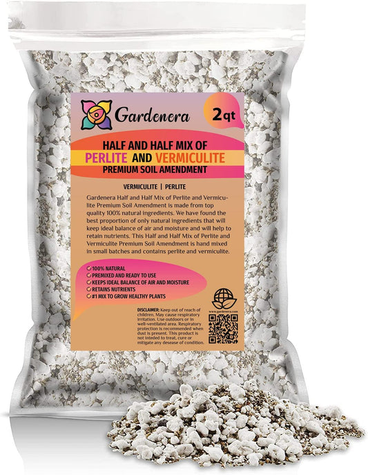 Gardenera Premium Soil Amendment - Enhance Plant Health with The Ideal Blend of Perlite and Vermiculite - 2 Quart