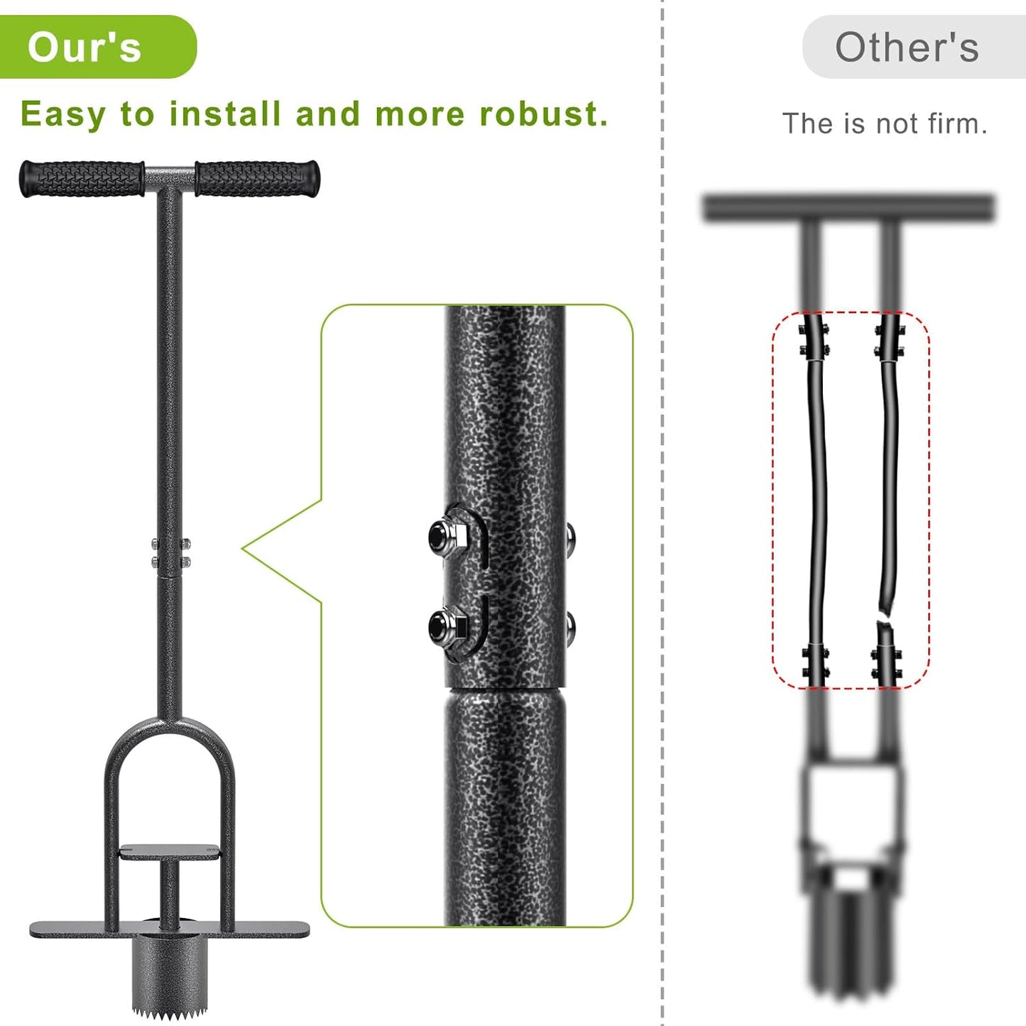 Dolibest Sod Plugger Tool, Grass Plugger Tool with Dual Pedals & Foot Ejector, Bulb Planter W/Sharp Serrations and Non-Slip Soft Grip Handle, for Lawn Planting Bulbs and Grass Repair, Easy Assembly