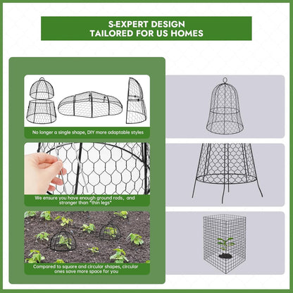 Decoroca 6 PCS Garden Cloches for Plants - Chicken Wire Plant Protectors from Animals, Outdoor Plant Cages to Keep Squirrels, Rabbits & Birds Out of Vegetable - DIY in 5 Forms - Sturdy Anti-Rust Dome