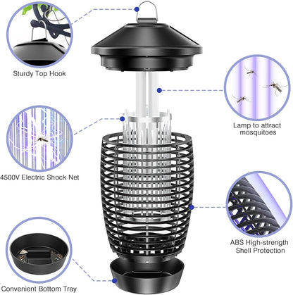 PALONE Electric Bug Zapper Outdoor, 20W Electirc Fly Zapper Indoor with Sturdy Top Hook, 4500V Mosquito Zapper Indoor with 3.9ft PVC Wire, Waterproof Bug Zapper for Outdoor, Garden, Bedroom