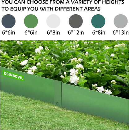Landscape Edging Kit, Galvanized Steel Edging Landscape Lawn Edging Powder for Lawn Yard, Coated Bendable Metal Strips, No-Dig Hammer-in Edging Border w/Clips (6 INCH 6 PCS, Green)