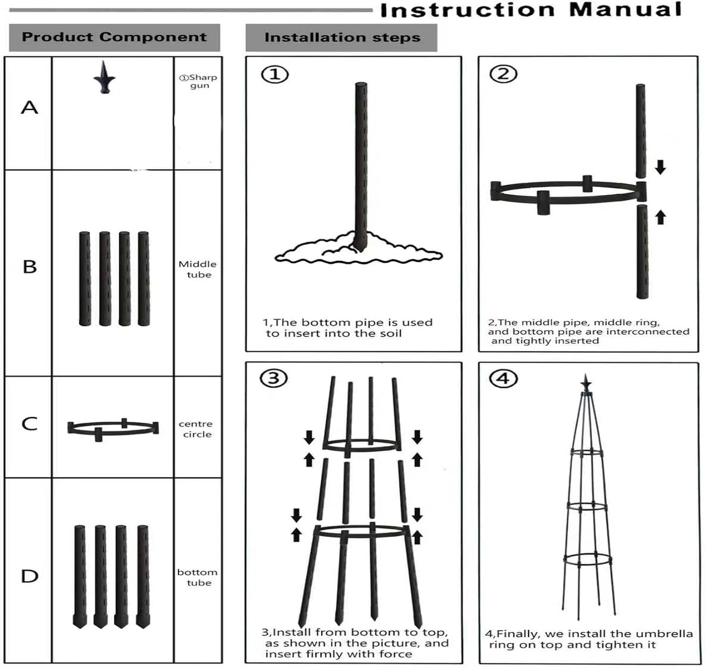 Garden Obelisk Trellis for Climbing Plants, 67inch lron Pipe Wrapped in Plastic Plant Support, Rust-Resistant Outdoor Garden Structure for Roses, Vines, and Flowers, Easy Assembly, Durable Design.