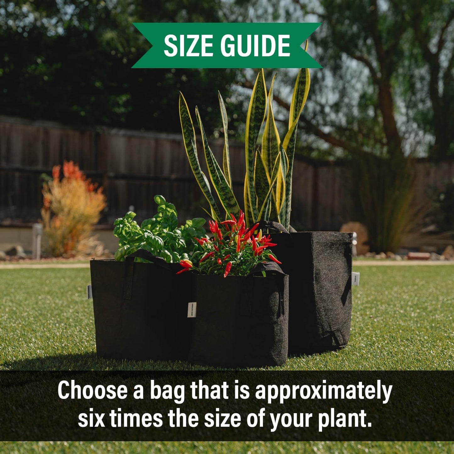 Humboldts Secret Fabric Grow Bags - Non Woven Fabric Plant Pots - Reusable Garden Bags - Plant Grow Bags for Indoor and Outdoor Plants - Thick Fabric Pots with Handles (5-Pack) (20 Gallon)