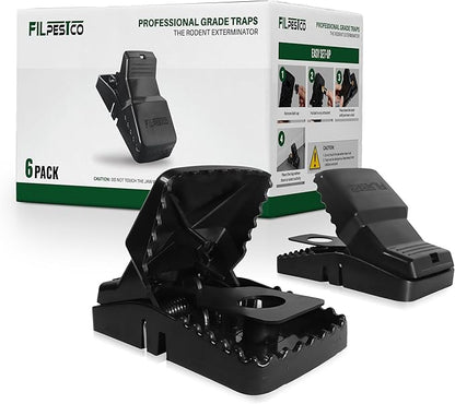 Set of 6 Professional Grade Extra Large Rat Snap Traps, Mouse Trap, Reusable Trap, Heavy Duty for Indoor and Outdoor Pest Control Rodent Solutions