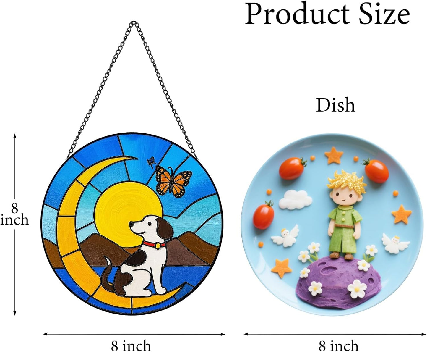 Dog Memorial Suncatchers for Windows Hanging - 8 in UV-Printed Stained Glass Sun Catchers Indoor Window, Suncatcher Stained Glass for Home Decor Wall Art, Gifts for Holiday