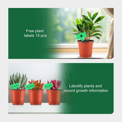 GROWNEER 60 Pcs 4'' Plastic Nursery Pots with 15 Plant Labels, Seedling Starter Containers for Flower Growing and Indoor Outdoor Garden Transplanting