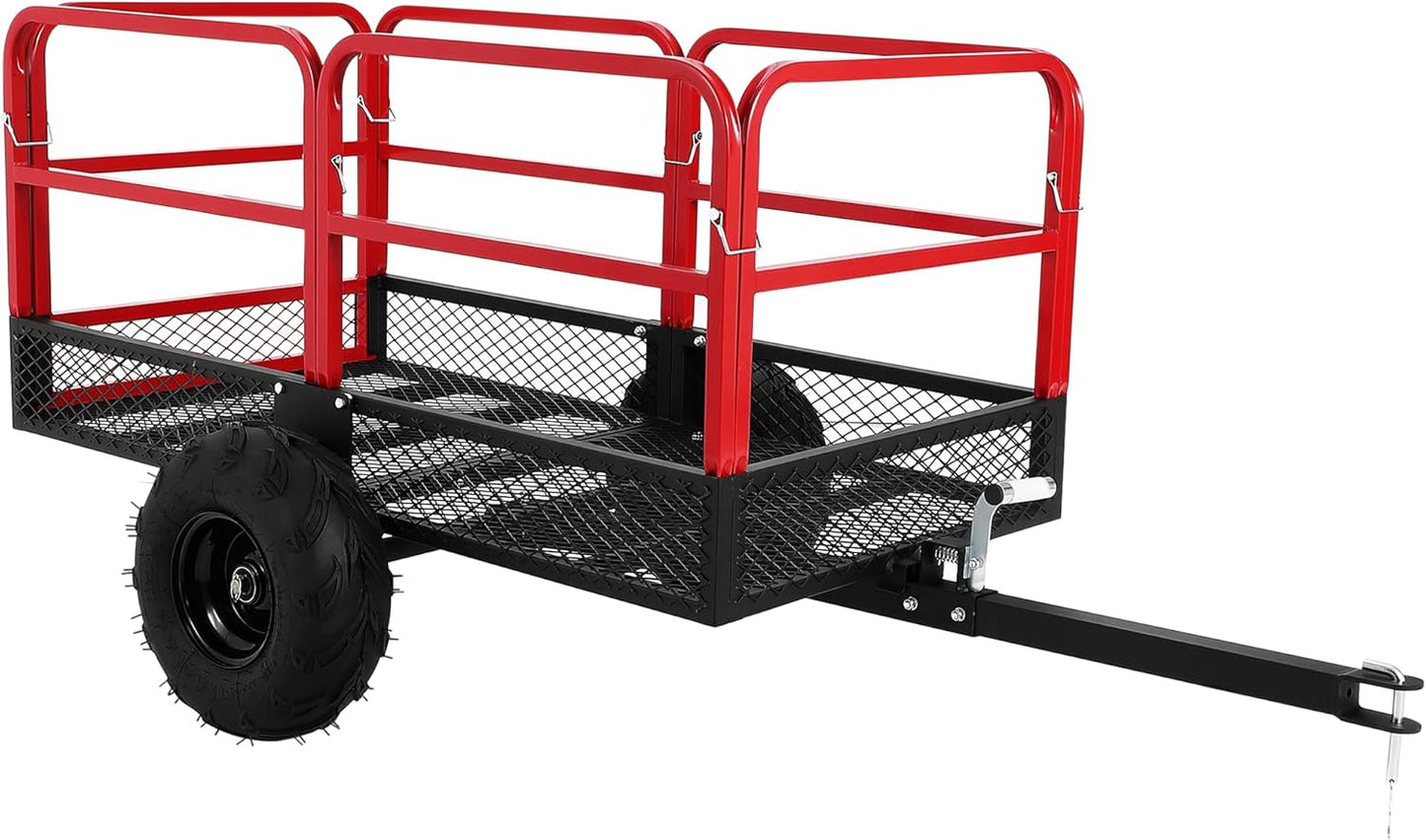 Garden Dump Cart, 1500 LBS Capacity 22 Cubic Feet Heavy Duty Steel ATV Trailer Pull Behind Yard Wagon with 2 Wheels, Outdoor Lawn Mower Cart for Tractor, ATV, UTV