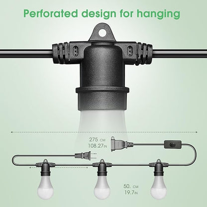 Hanging Grow Light 5000K, Briignite 3 Grow Light Bulbs with 8.86ft Power Cord, Replaceable Bulbs E26 Base, Linkable Hanging Plant Light, LED Full Spectrum Grow Lights for Indoor Plants 300W Equivalent
