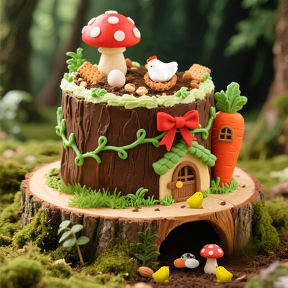Tiny Chicken Family Scene Rooster, Hen, Chick, Egg, and Nest - Perfect for Fairy Garden or Miniature Displays
