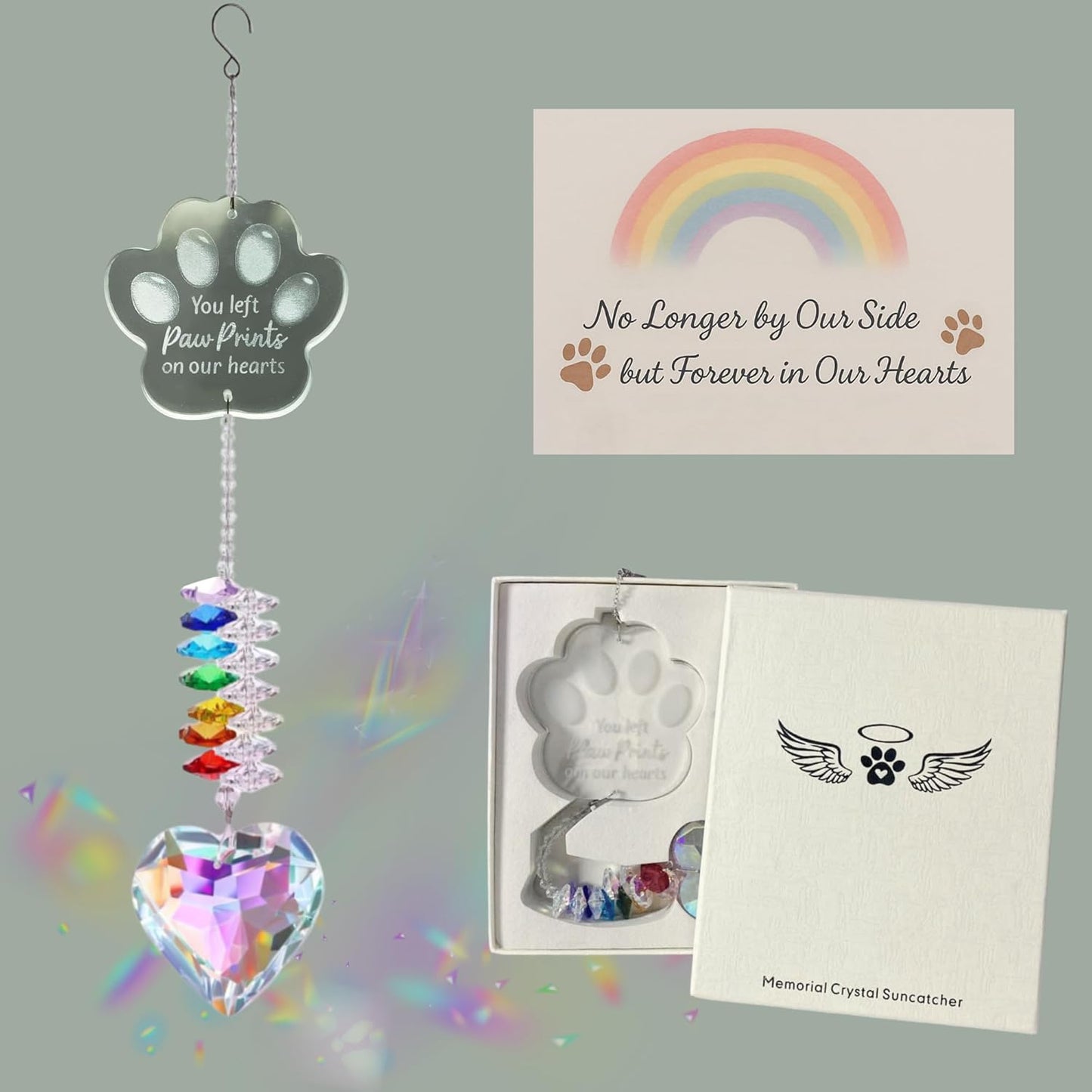 Pet Memorial Suncatcher, Loss of Dog Sympathy Gift, Dog Passing Away Gift, Pet Memorial Gifts for Dogs, Rainbow Bridge Dogs Memorials Gifts, Remembrance/Bereavement/Grieving Crystal Suncatcher