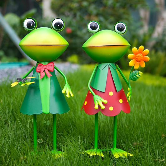HONGLAND 3D Frog Metal Yard Art - Garden Decor for Outside - Handcrafted Frog Figurine for Lawn