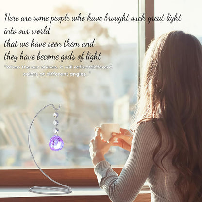 9-Inch,Unique Sympathy Gifts for Loss of Loved One,40mm Crystal Suncatcher,Condolences Gift for Loss of Mom Dad Friend Son Daughter,in Memory of Loved One Gifts,Silver Stand and a Sympathy Card