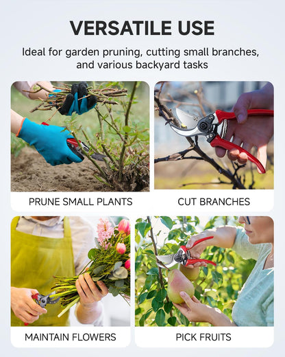 Fondwell 8.5" Bypass Pruning Shears for Gardening: Heavy Duty Garden Clippers Hand Pruners of High Cutting Efficiency
