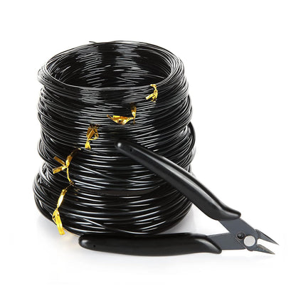 CertBuy 5 Roll Bonsai Wire 5 Size - 1.0MM, 1.5MM, 2.0MM, 2.5MM, 3.0MM Black Anodized Aluminum Bonsai Training Wire 160 Feet Total Length with Wire Cutter (Single roll Length 32 Feet)