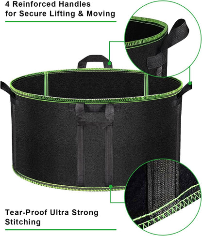 Grow Bags of 3-Pack 50 Gallon, Garden Planter Bags with Handles, 320GThickened Nonwoven Fabric Aeration Planting Pots, Heavy Duty Cloth Pots for Plants, Black