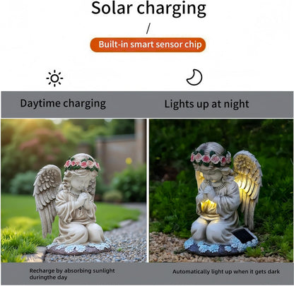 Solar Angel Garden Statue,Figurines Outdoor Decor,Outdoor Solar Statue with LED Lights for Yard,Patio,Lawn Art Decoration,Housewarming Gift (Praying Angel)
