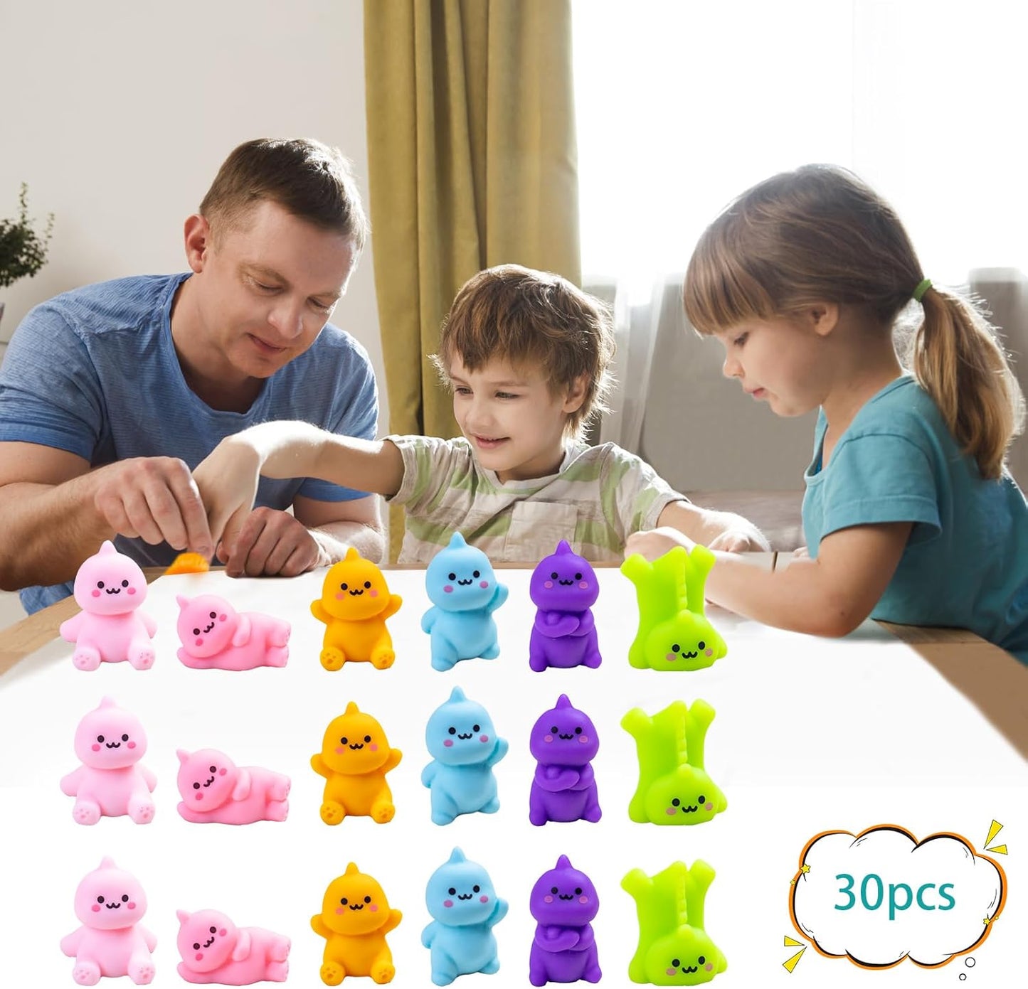 30 Pcs Mini Resin Dinosaur 6 Variety Tiny Animals Colorful Figures Miniature Little Small Figurines Bulk for Micro Fairy Garden Landscape Accessories Hide Crafts Decor