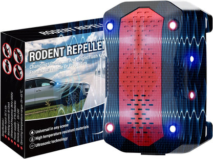 Ultrasonic Rodent Repellent, Plug-in Mouse Rat Pest Bat Squirrels Skunks Repellent for Car with Battery Powered Under Hood, Keep Mice Out of Cars Engines, Indoor, Outdoor, Garage, Room