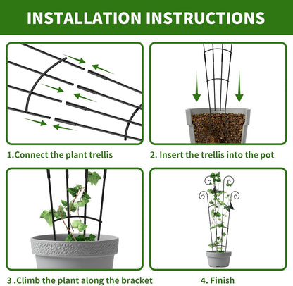 2 Pack 30'Taller Plant Trellis for Potted Climbing Plants Indoor,Expandable Metal Garden Trellis for Climbing Plants,Flowers Vine Ivy, Sturdy Houseplant Support for Potted Plants with Ties