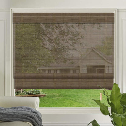 LETAU Wood Window Roman Shades, Bamboo Light Filtering Window Blinds for Indoor Home, Office, Kitchen, Pattern 9