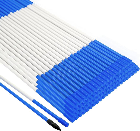 Growsun Driveway Marker 48 inch Blue Fiberglass 5/16 inch Dia Snow Fence Reflective Plow Stakes for Yard Walkways Parking Lots Safety Rods Edge, 25 Pack