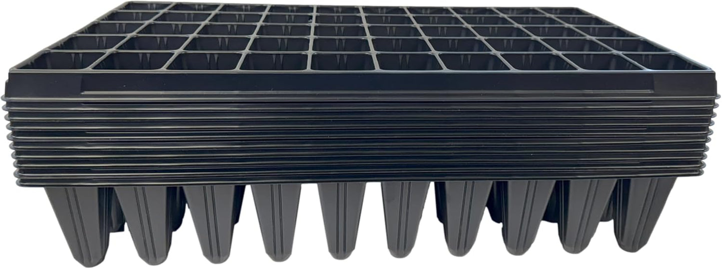50 Cell Seedling Plastic Nursery Trays, 10 Pack, Thick Durable Germination Plug Trays, 500 Cells Reusable Plant Propagation