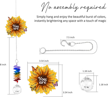 1 Layered Ornament Suncatcher - Sunflower Ornament - Unique Keepsake - Appreciation Presents - Inspirational Gifts for Her, Him - Religious Encouragement Gift for Women - Home Garden Decor