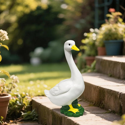 Porch Goose Garden Decor Statues - Large White Yard Goose Statue Resin Duck Sculpture 20"High Lawn Goose Front Porch Goode Home Decorations Housewarming Birthday Gifts for Mom Women (Without Clothes)