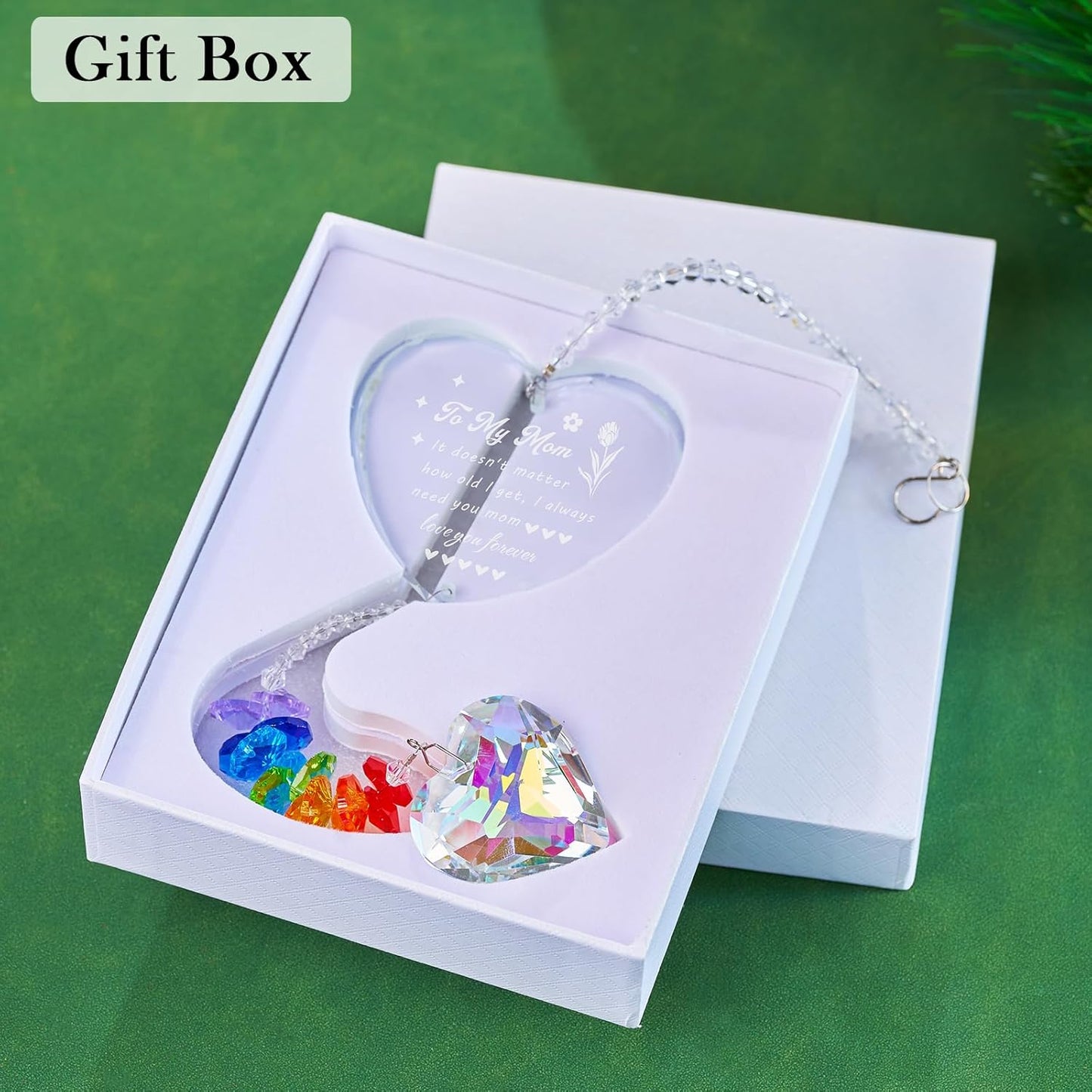 Birthday Gifts Crystal Suncatcher Gifts for Mom from Daughter, Happy Mother’s Day Christmas Ornaments Rainbow Maker Prisms for Home Garden Decor(Mom Gift)