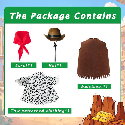 Western Cowboy Porch Goose Outfits - Fits 23" Lawn Statues, Includes Cowboy Hat & Triangular Scarf - Cute Plastic/Concrete Goose Clothes for Outdoor Patio, Yard Decor & Western Theme Parties
