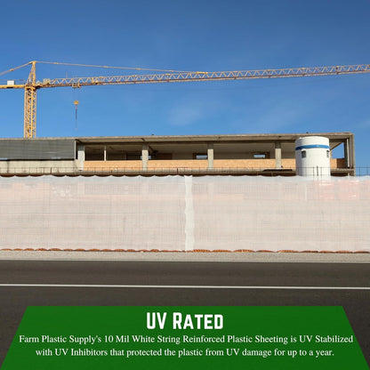 Farm Plastic Supply - Dura Skrim 10 Mil White String Reinforced Plastic Sheeting - White Plastic Sheeting, 10 Mil White Plastic Sheeting, String Reinforced Plastic Sheeting (40' x 100')