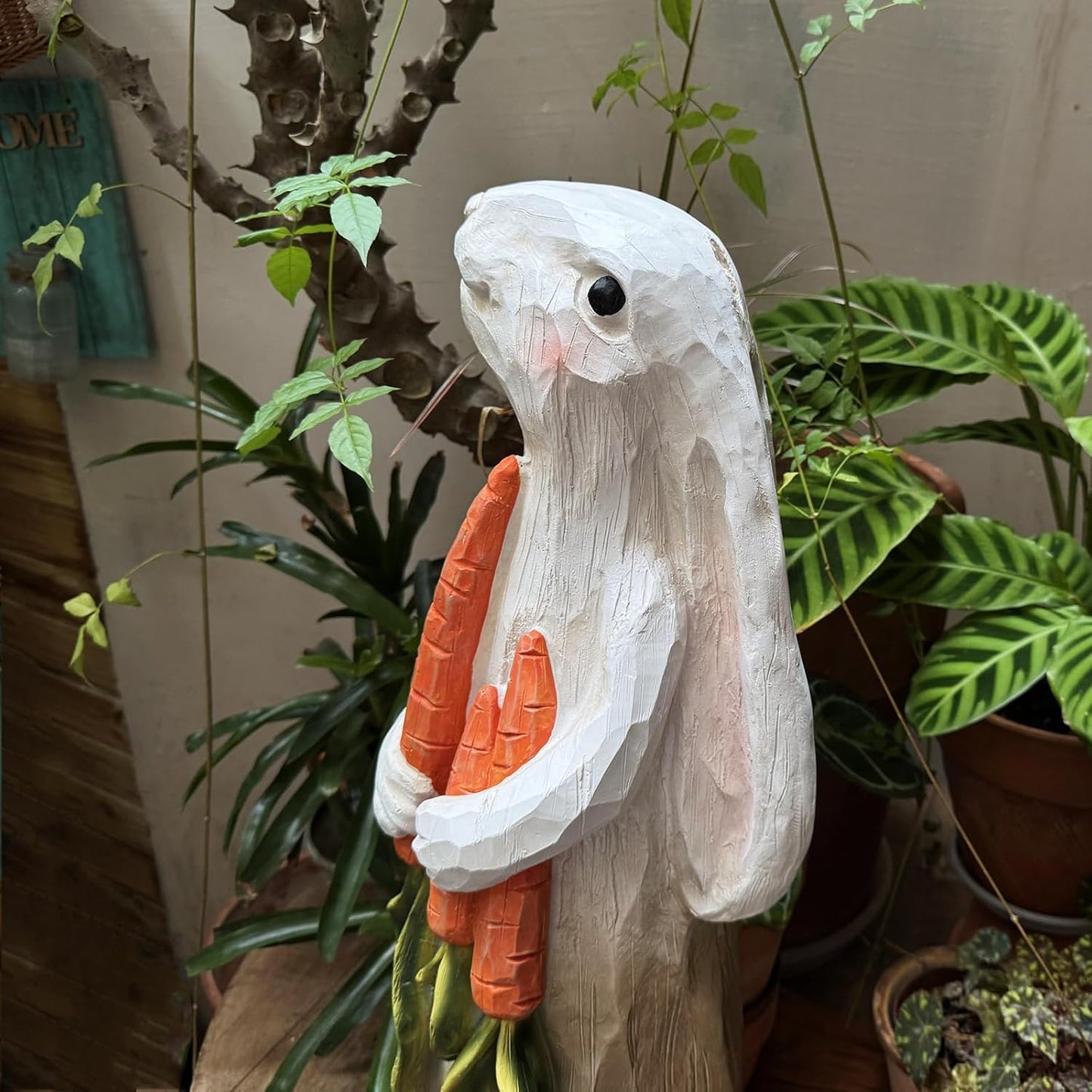 ZOEJADE 26" H Rabbit Large Statue Bunny Holding Carrot Sculpture Big Resin Outdoor Statues Indoor Decor Animal Ornament for Home Garden Lawn Yard Balcony Gifts Birthday Easter Housewarming Christmas