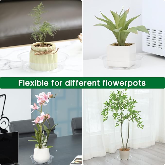 JERIA 8 Inch 20 Pack Clear Plant Saucers,Plastic Flower Pot Trays,Round Durable Plant Drip Trays for Indoor and Outdoor