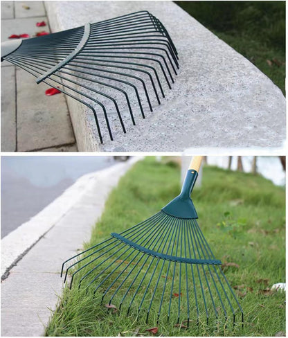 Landscape Rake,Rake Head Replacement Rakes for Lawns,Garden Rakes Head Replacements 22 Teeth Steel Fan Leaf for Lawn Yard Flowers Beds Farm Gardening,with Gloves (16.54 X 15.75 in)