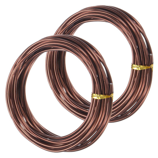2-Rolls 2.5mm Bonsai Training Wire, 32.8 Feet Total Anodized Aluminum Bonsai Wires for Bonsai Tree Shaping/Branches Fixing/Trunk Holding/DIY Crafting [16.4ft Each, Bronze]