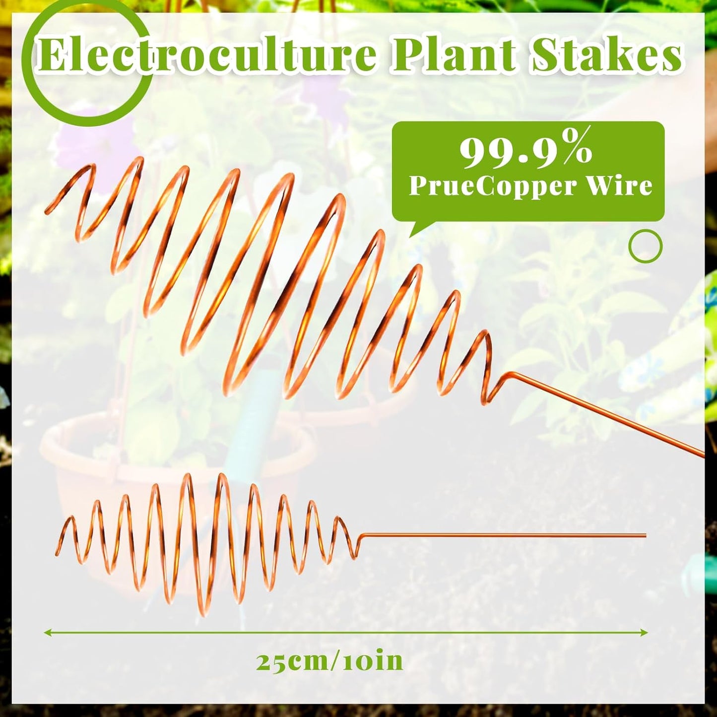 NACHLYNN 6 Pack Electroculture Plant Stakes Pure Long Copper Garden Stakes Soft Copper Electro Culture Gardening Wire for Gardening Growing Plants and Vegetables