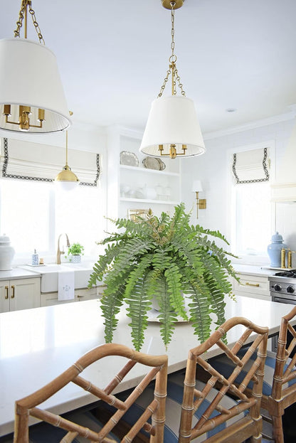 Hollyone Artificial Fern Plants in White Pot 25.5" Medium Artificial Boston Fern 31 Leaves for Outdoors & Indoor Faux Potted Plants Fake Ferns Bush Plant Patio Garden Farmhouse Porch Decor Dusty Green