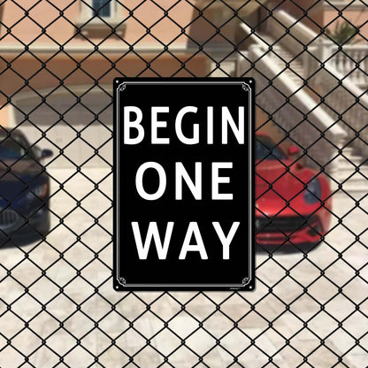 8x12" Begin One Way Parking Lot Sign - High-Intensity Grade Aluminum, Weatherproof & Fade-Resistant, Ideal for Outdoor & Indoor Use - Curbside Sign