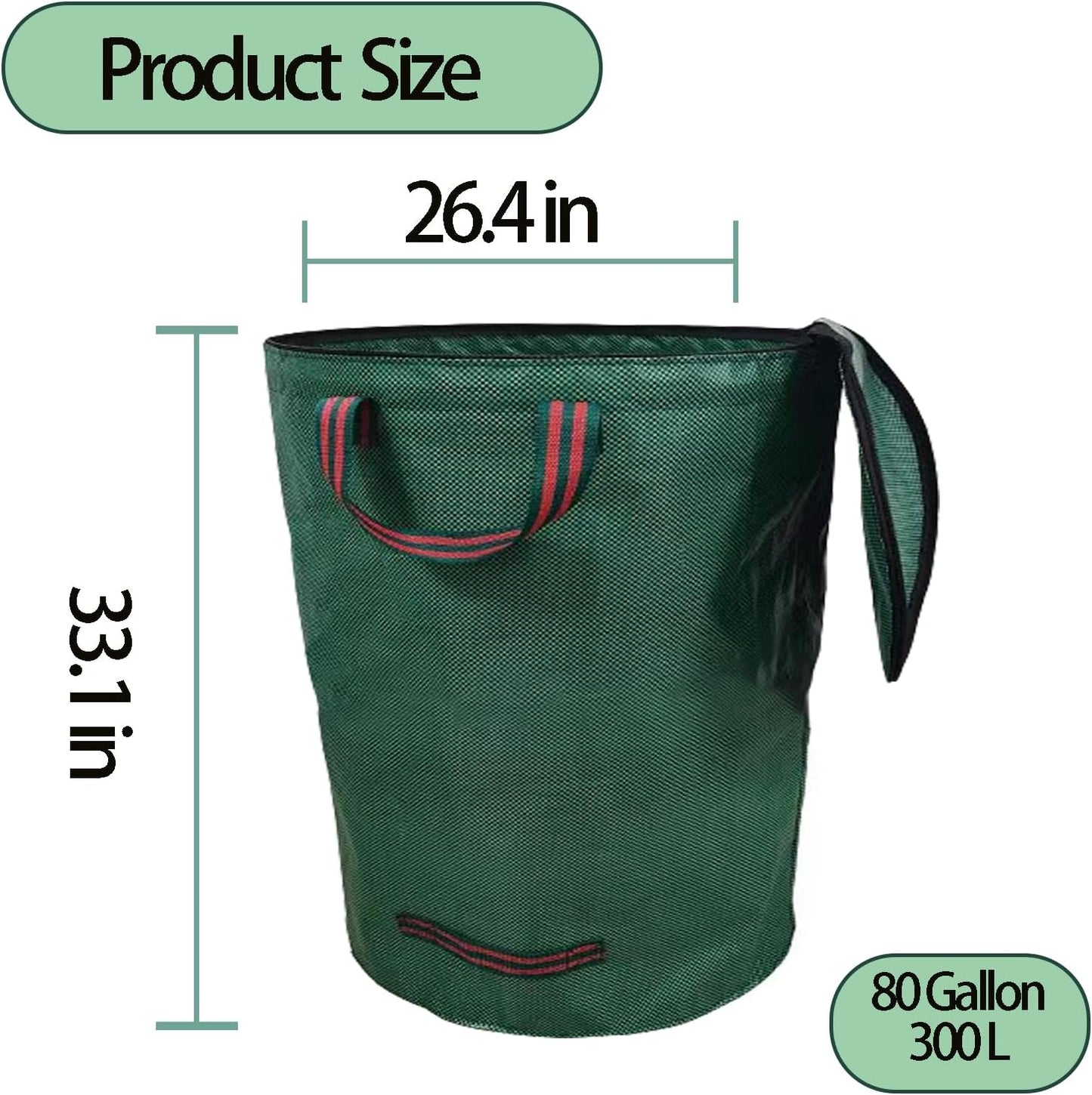 Garden Bags for Leaves, Leaf Bags Reusable Zippered Top with Yard Leaf Collector Bag Heavy Duty with 4 Handles Garden Leaf Bag Leaf Collector Come with Gloves (80Gallon)